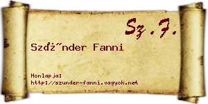 Szünder Fanni névjegykártya